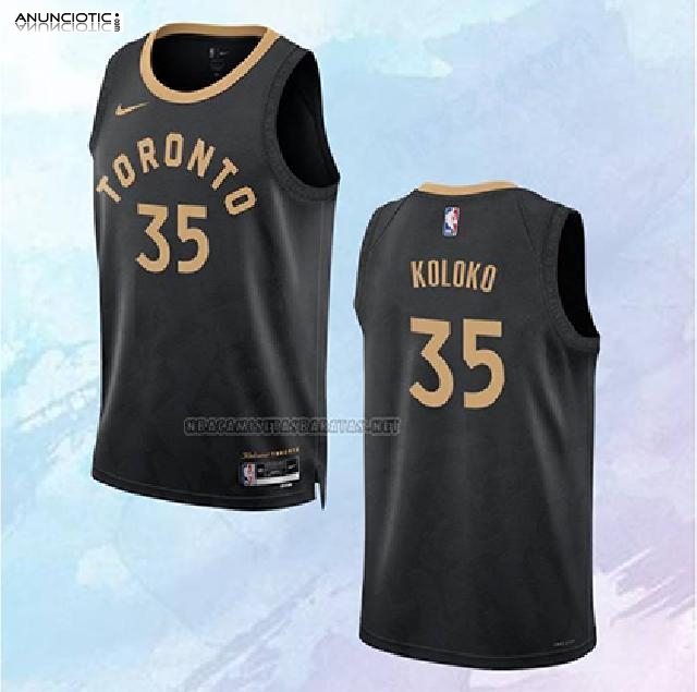 NO 35 Christian Koloko Camiseta Toronto Raptors Ciudad Negro 2022-23