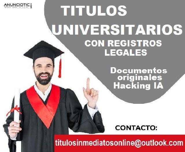 TITULOS UNIVERSITARIOS DE ALTA CALIDAD CON REGISTROS