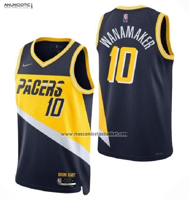 Camiseta Indiana Pacers Brad Wanamaker NO 10 Ciudad 2021-22 Azul