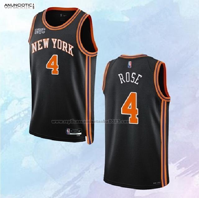 NO 4 Derrick Rose Camiseta New York Knicks Ciudad Negro