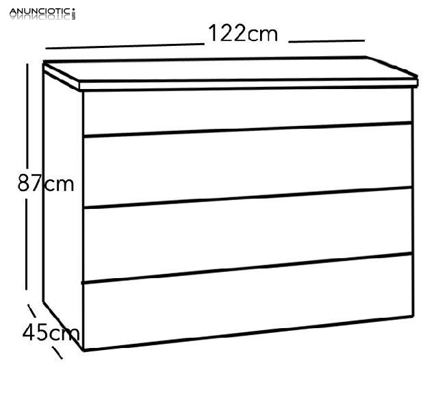 C&oacute;moda levante en color negro/blanco con led azul