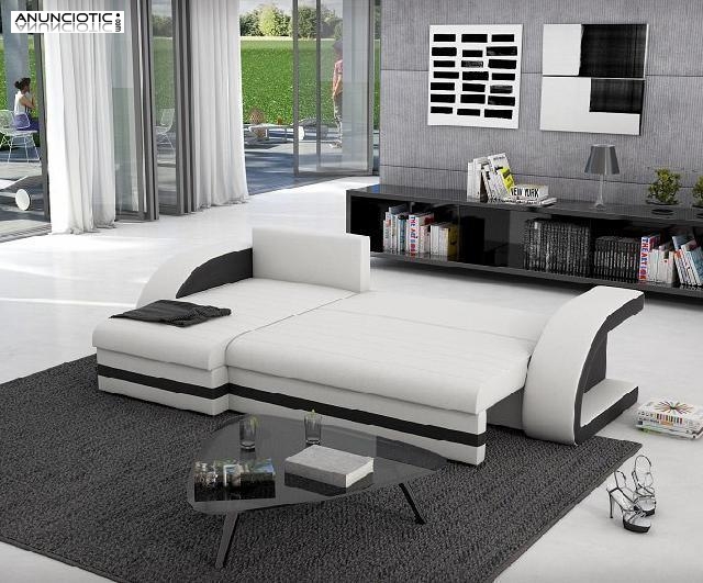 Sof&aacute; cama hilda con chaise longue universal negro