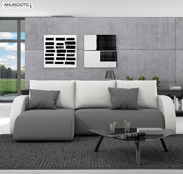 Sof&aacute; cama icaro con chaise longue universal gris