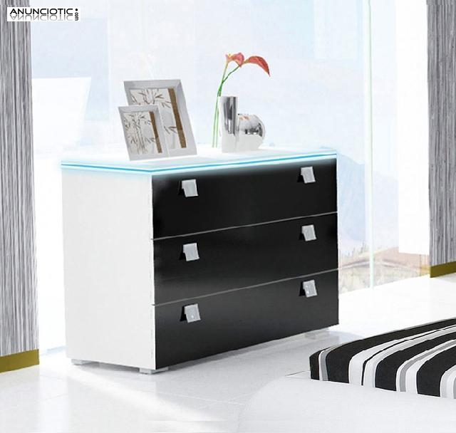 C&oacute;moda alicante en blanca con led azul o blanco