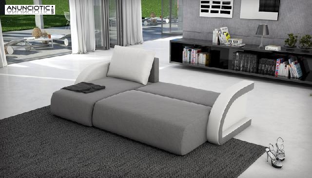 Sof&aacute; cama icaro con chaise longue universal gris 