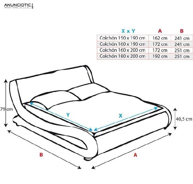 Cama de dise&ntilde;o modelo Carol en color