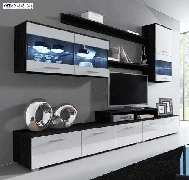 Mueble de sal&oacute;n Claudia negro y blanco