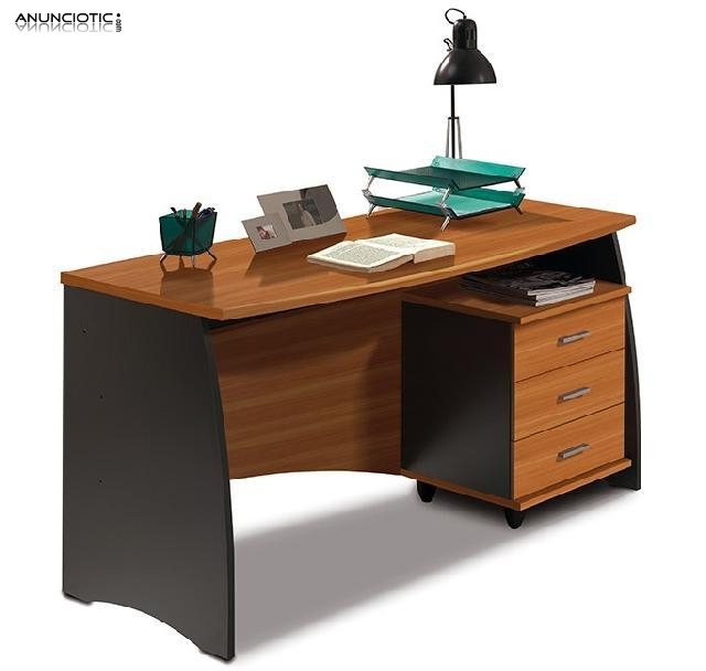 Mesa de despacho 138cm color casta&ntilde;o