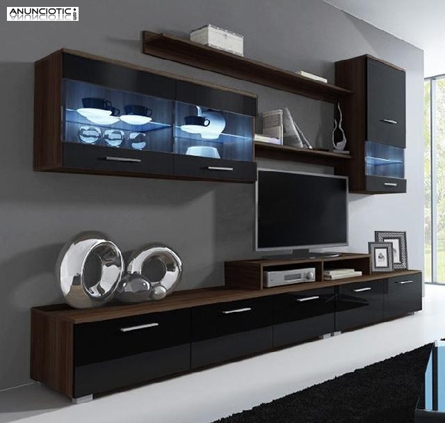 Mueble de sal&oacute;n Claudia wengu&eacute; y negro