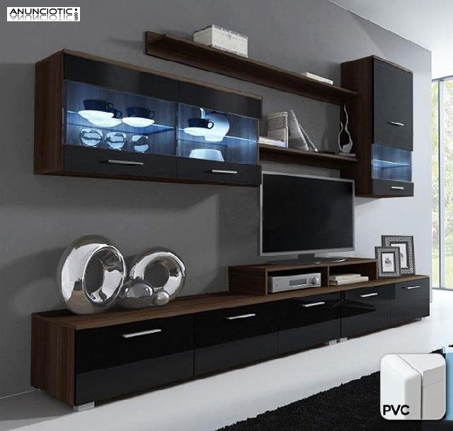 Mueble de sal&oacute;n Claudia wengu&eacute; y negro