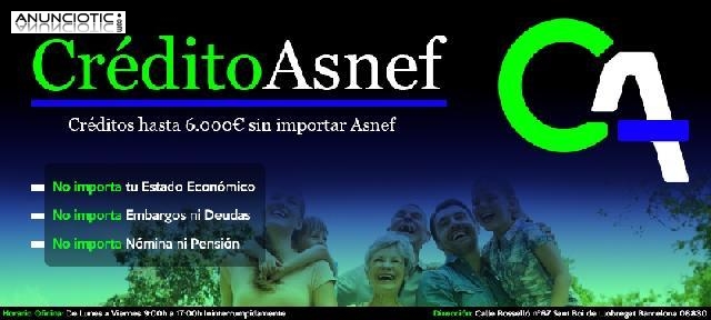 Cr&eacute;ditos urgentes con asnef o deudas