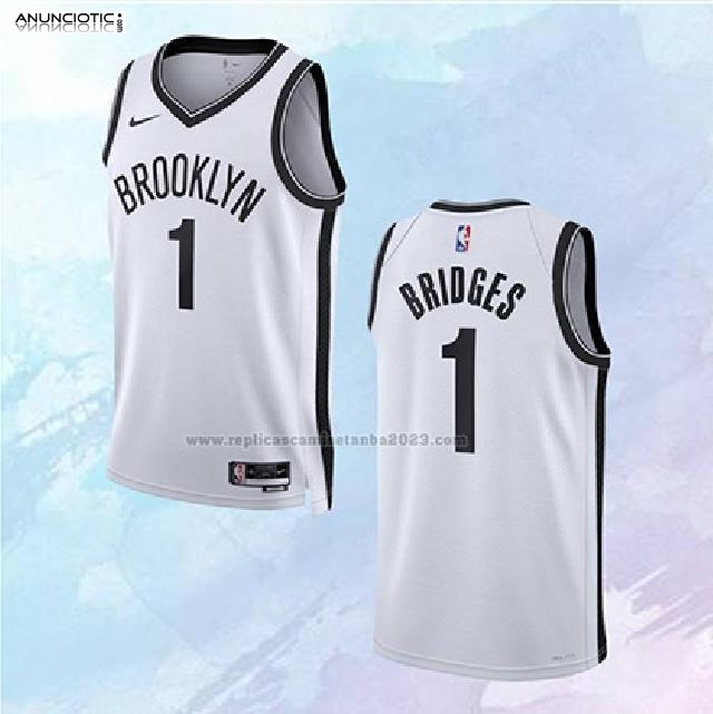 Camiseta Brooklyn Nets Mikal Bridges NO 1 Association 2022-23 Blanco