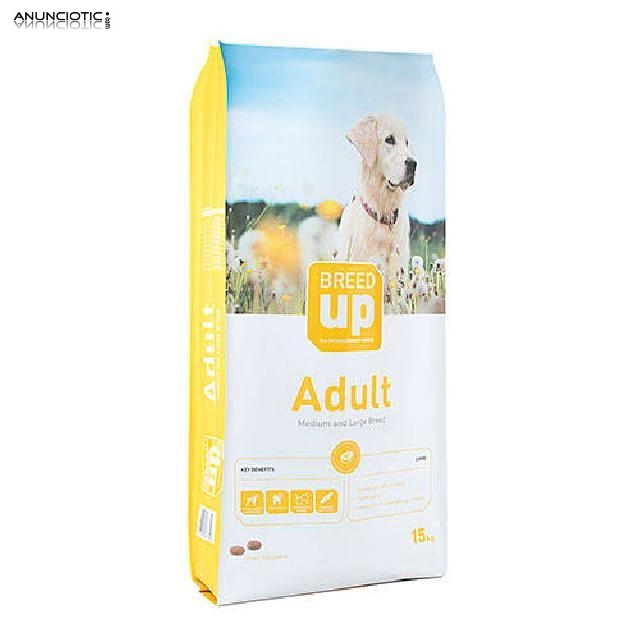 Pienso s&uacute;perpremium para perros Breed Up Adult Lamb con cordero para razas 