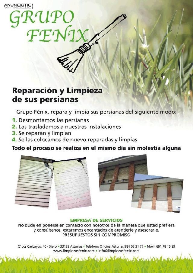 limpieza y reparaci&oacute;n de persianas