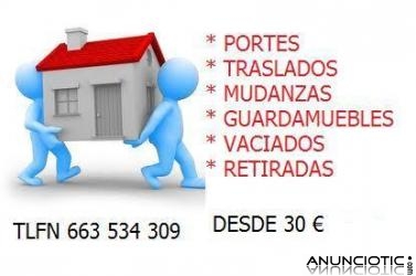 PORTES Y TRASLADOS DESDE 30 � TLFN 663 534 309
