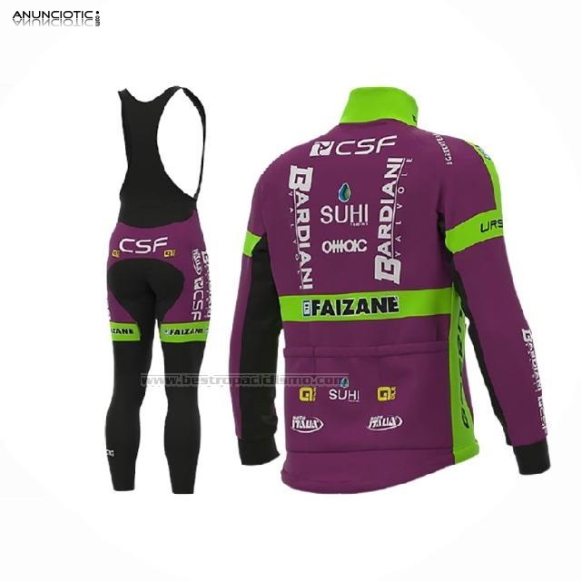 2020 Ropa Ciclismo Bardiani Csf Faizane Violeta Verde Mangas Largas y Culot