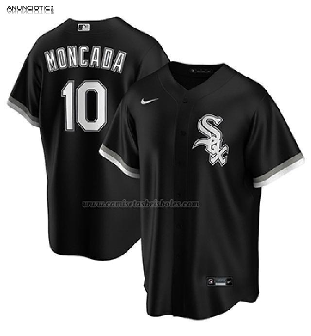 Camiseta Beisbol Hombre Chicago White Sox Yoan Moncada Alterno Replica Negr