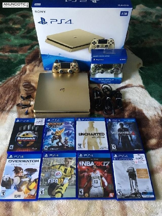 Sony PS4 Pro 1TB Console ORO y BLANCO con 7 juegos �100 ventas promocionale