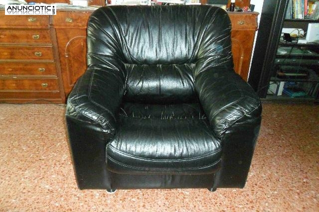 Vendo sill&oacute;n de piel negra de vaca