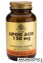 Solgar &Aacute;cido Alfa Lipoico 120 mg 60 c&aacute;psulas vegetales