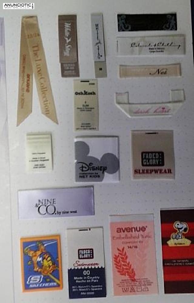 Etiquetas algod&oacute;n para prendas infantiles