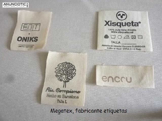 Etiquetas ropa personalizadas en algod&oacute;n natural