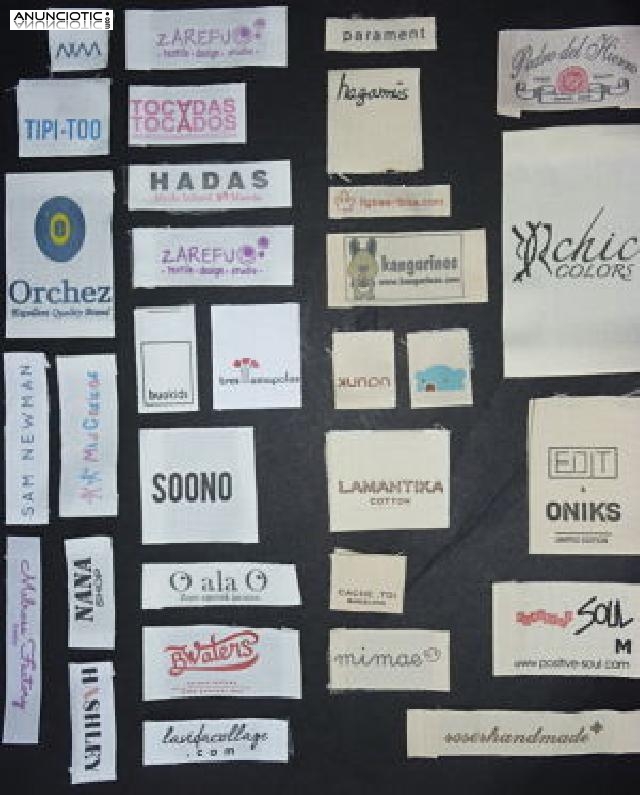 Etiquetas algod&oacute;n personalizadas con logos