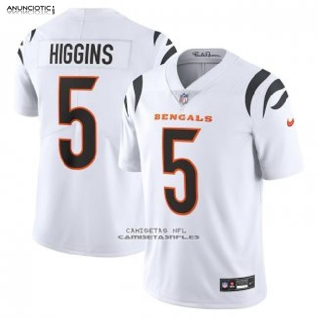 Camiseta NFL Limited Cincinnati Bengals Tee Higgins Vapor Untouchable Blanc