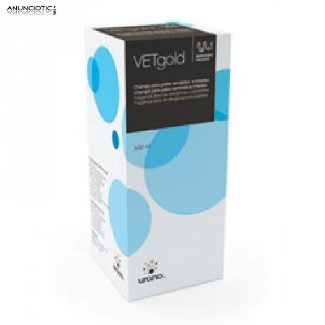Champ&uacute; dermatol&oacute;gico vetgold 
