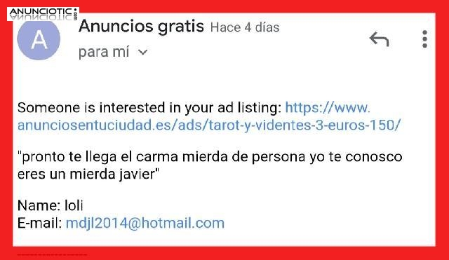 ESTE TAROT 806 /TAROT VISA 8 EUROS MANDA CORREOS ELECTR&Oacute;NICOS ACOSANDO 