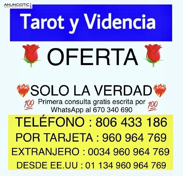 AMARRES DE AMOR EFICACES , VIDENTE Y TAROTISTA PRIMERA CONSULTA GRATIS 