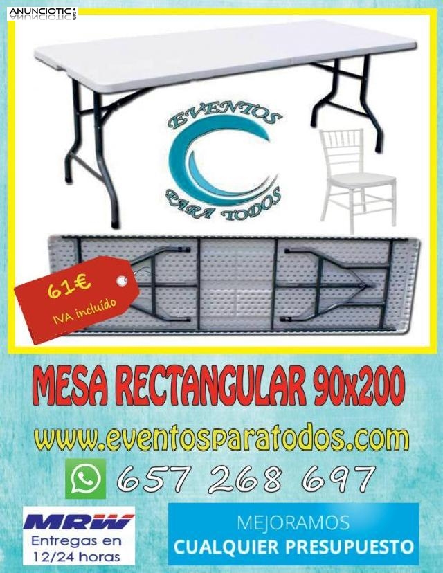 Mesas econ&oacute;micas plegables 2x0,90m