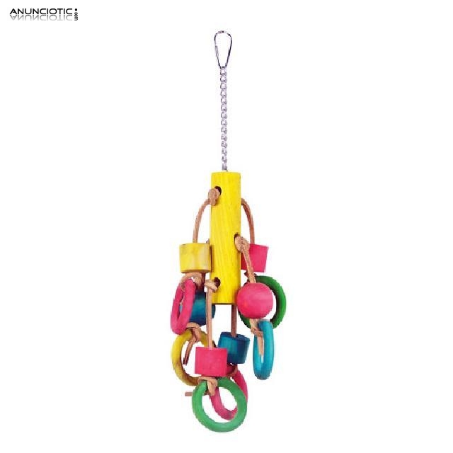 Juguete para p&aacute;jaros Cube de madera con anillas