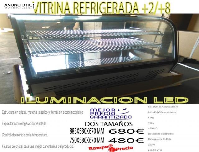 Expositor  vitrina refrigerada con iluminacion led
