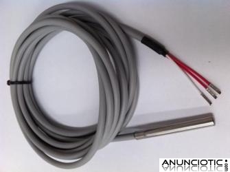 SONDA DE TEMPERATURA PT100 DE ALTA PRECISION CON CABLE SILICONA (HASTA 180&ordm;C)