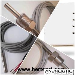 SONDA DE TEMPERATURA PT100 DE ALTA PRECISION CON CABLE SILICONA (HASTA 180&ordm;C)