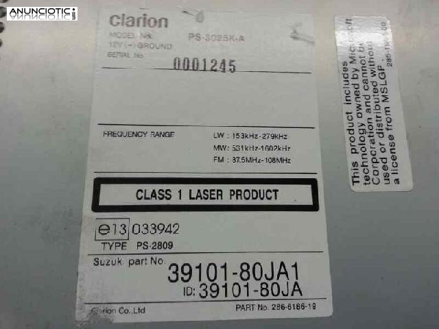 Sistema audio radio cd suzuki sx4 a&ntilde;o 2006