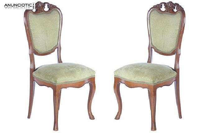 Pareja sillas isabelinas nogal. a&ntilde;os 40.