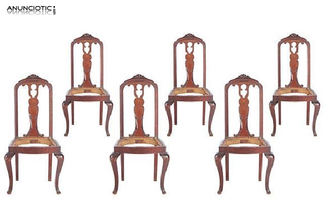Seis sillas comedor. a&ntilde;os 30. para tapizar.