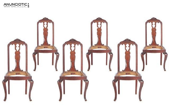 Seis sillas comedor. años 30. para tapizar.