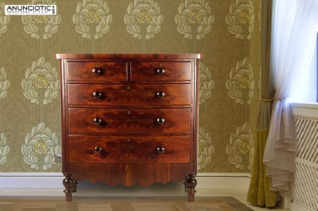 C&oacute;moda inglesa de raiz de caoba. a&ntilde;os 30