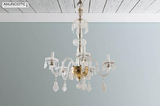 L&aacute;mpara 5 brazos strass, a&ntilde;os 50