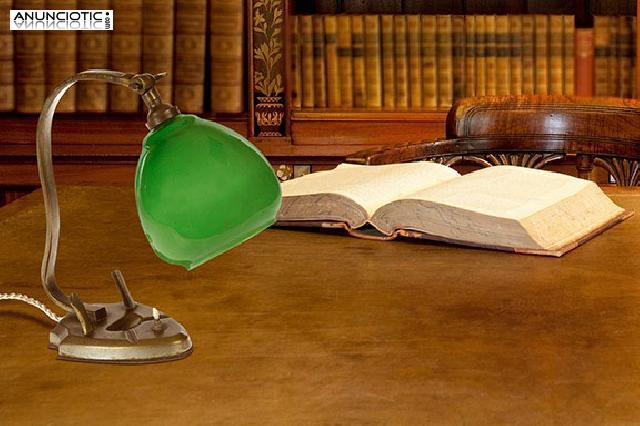 L&aacute;mpara - cenicero despacho opalina verde 1900