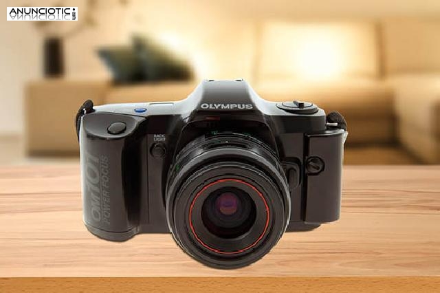 C&aacute;mara reflex olympus om 101 + bolsa de transporte y flash con tapa atascada