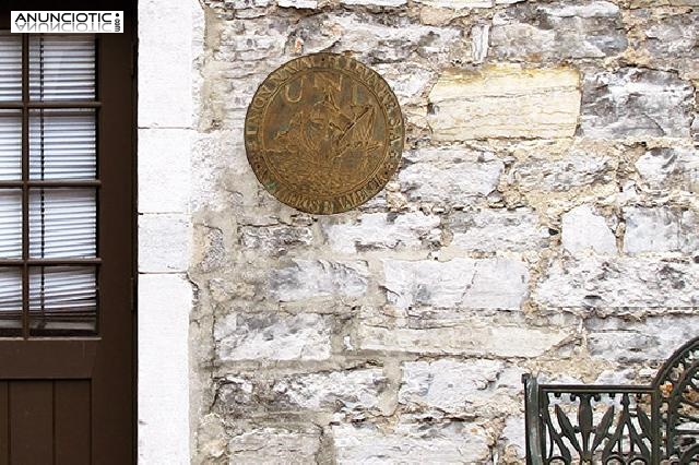 Placa antigua de bronce, uni&oacute;n naval levante