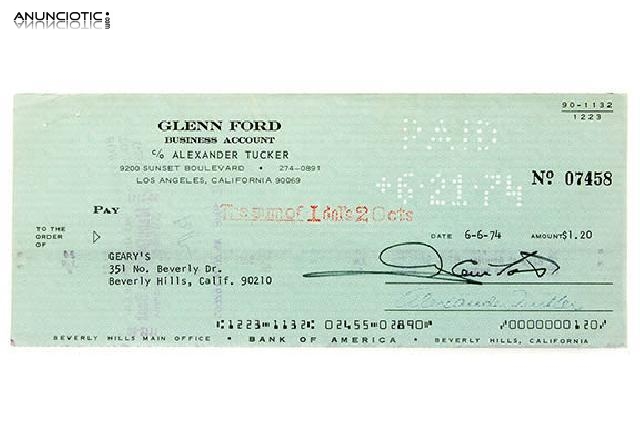 Tal&oacute;n del bank of america del actor glenn ford.