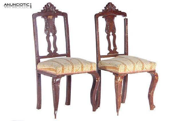 Pareja sillas r&uacute;sticas. para restaurar. a&ntilde;os 50