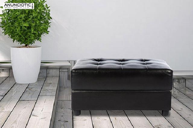 Puff de polipiel negro. a&ntilde;os 80