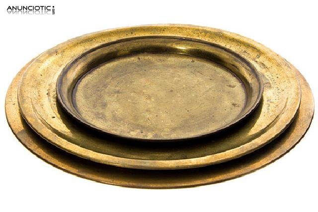 Lote de tres bandejas esta&ntilde;o antiguas