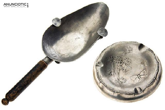 Lote 2 ceniceros de esta&ntilde;o antiguos